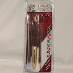New in Package Icona Made in Italy Fountain Pen w Cartridges
